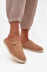 Women’s Light Brown Eco-Suede Home Slippers Inblu with Faux Fur Lining
