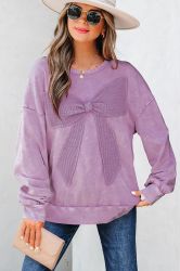 Women's Lavender Textured Long Sleeve Top