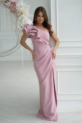 Women's Elegant Light Blue Wrap Dress with Slit