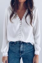 Дамска елегантна риза в бяло с бродерия