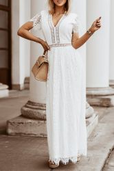 White Fill Your Heart Lace Maxi Dress