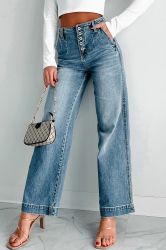 Blue Seamed High Waist Skinny Fit Jeans