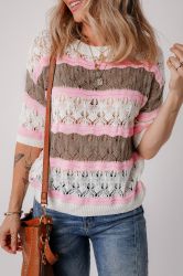 Black Stripe Zipped Collar Knit Sweater Tank