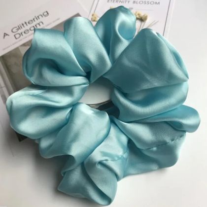 Light Blue Satin Hair Scrunchie
