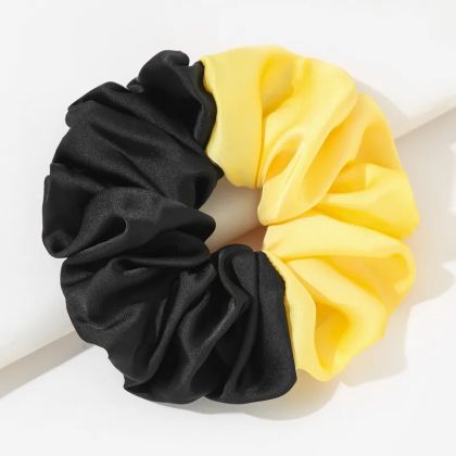 Black and Yellow Satin Hair Scrunchie