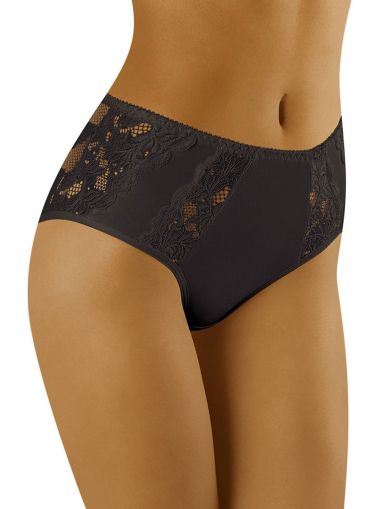  Black High-Waisted Women's Panties with Floral Lace Sides