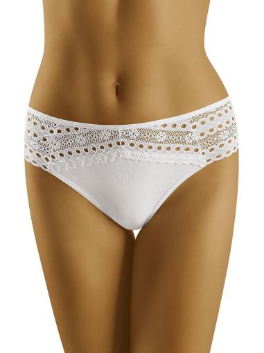 White Lace Bikini Panties with Elegant Embroidery