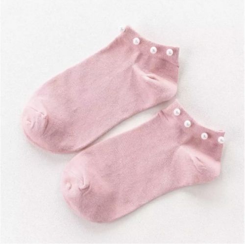 Дамски чорапи в розов цвят с перли