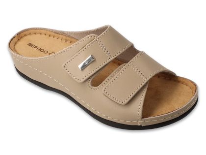 BEFADO 158D282 Дамски анатомични чехли от естествена кожа, Бежови