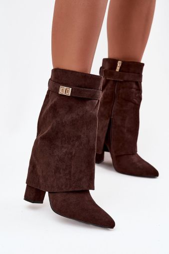 Women’s Brown Faux Suede Ankle Boots with Buckle