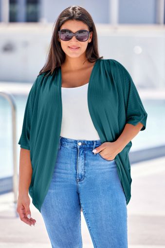 Women’s Plus Size Loose Turquoise Cardigan
