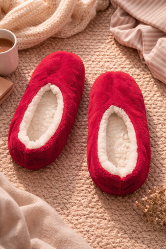 Plush Red Slippers