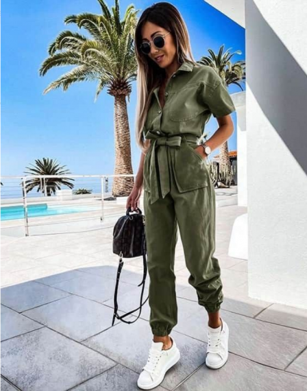 Дамски гащеризон в маслено зелено