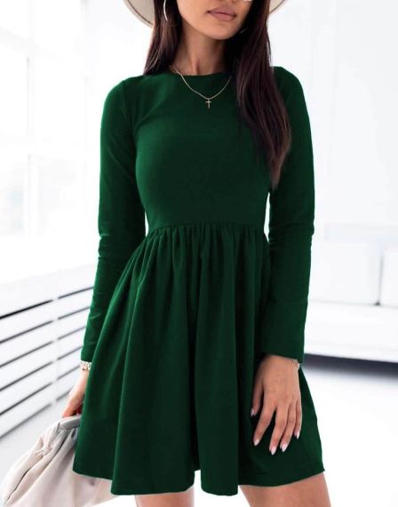 Разкроена дамска рокля в зелен цвят