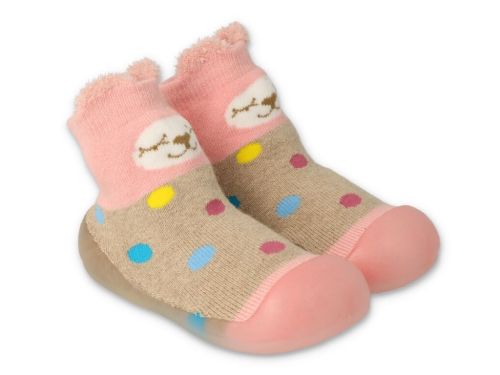 BEFADO Бебешки обувки чорапчета, Бежови с коте