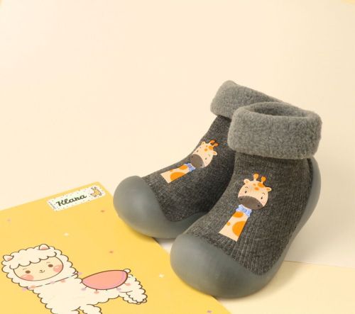 BEFADO Бебешки Обувки чорапчета, Сиви с жираф