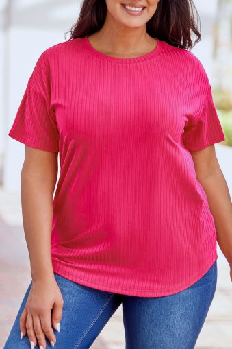 Rose Plus Size Ribbed Knit T-shirt
