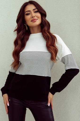 Women’s Black and White Striped Sweater