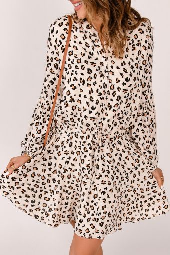 Leopard Print Shirt Mini Dress