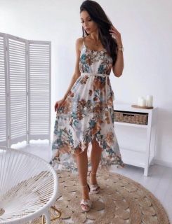 Асиметрична рокля с летен десен