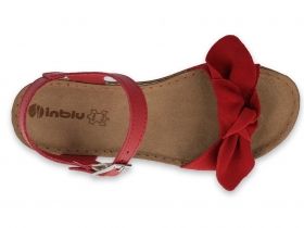 Дамски кожени сандали с панделка INBLU 158D117, червени