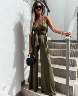 Long Green Backless Women’s Jumpsuit