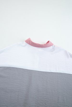 Dusty Pink Color Block/Pure Color Patch Pocket Shirt
