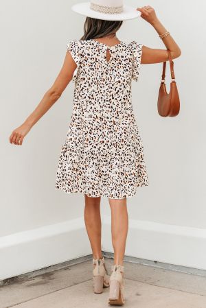 Leopard Ruffled Flutter Sleeve Mini Dress