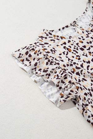 Leopard Ruffled Flutter Sleeve Mini Dress