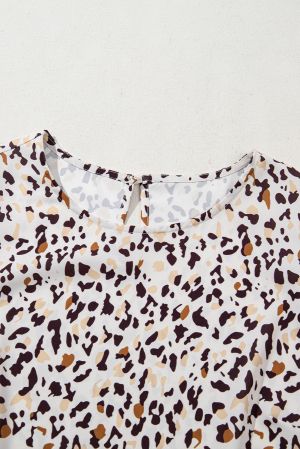 Leopard Ruffled Flutter Sleeve Mini Dress