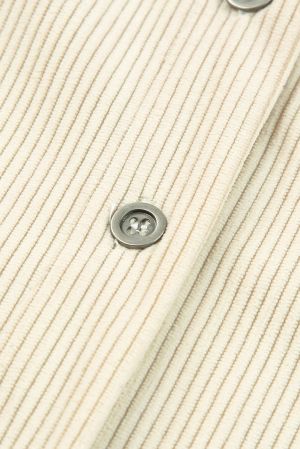 Beige Shirt-Style Dress with Long Sleeves and Buttons