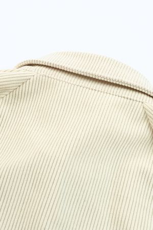 Beige Shirt-Style Dress with Long Sleeves and Buttons
