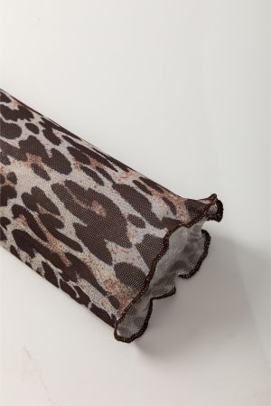 Women's Leopard Tie Front Long Sleeve Top