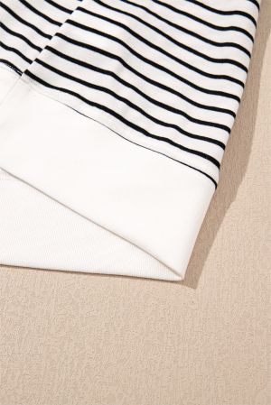 Black Stripe V Neck Tee and Casual Short Set