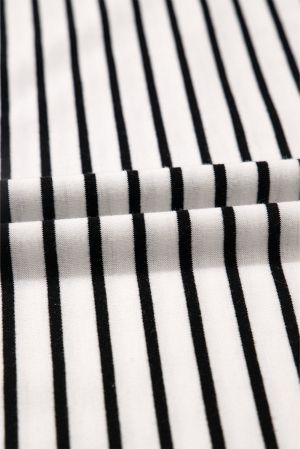 Black Stripe V Neck Tee and Casual Short Set
