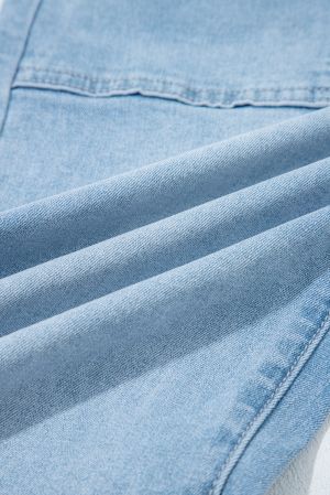 Beau Blue High Rise Barrel Relaxed Patch Pocket Jeans