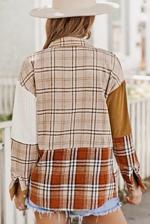 Patchwork Plaid Shacket in Warm Earth Tones