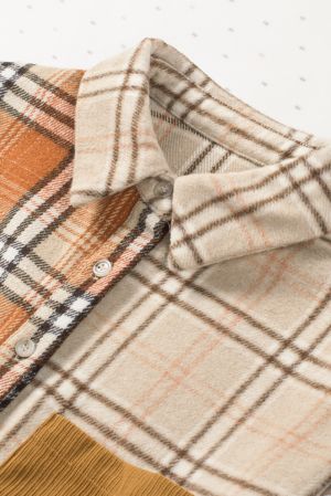 Patchwork Plaid Shacket in Warm Earth Tones