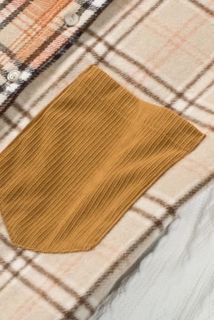 Patchwork Plaid Shacket in Warm Earth Tones
