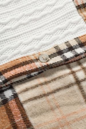 Patchwork Plaid Shacket in Warm Earth Tones