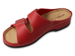 BEFADO 158D283 Дамски анатомични чехли от естествена кожа, Червени