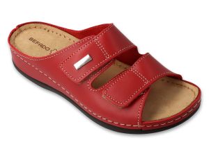 BEFADO 158D283 Дамски анатомични чехли от естествена кожа, Червени