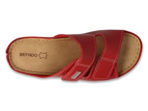BEFADO 158D283 Дамски анатомични чехли от естествена кожа, Червени