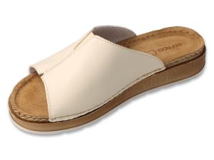 BEFADO 158D279 Дамски анатомични чехли от естествена кожа, Бежови