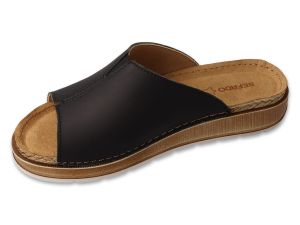 BEFADO 158D290 Дамски анатомични чехли от естествена кожа, Черни