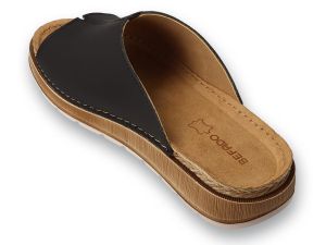 BEFADO 158D290 Дамски анатомични чехли от естествена кожа, Черни