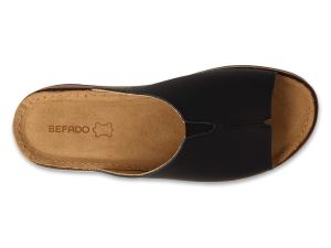 BEFADO 158D290 Дамски анатомични чехли от естествена кожа, Черни