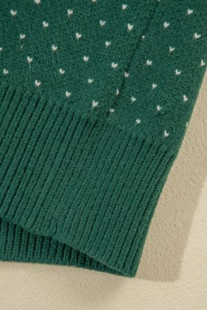 Green Christmas Snowflake Pattern Drop Shoulder Plus Size Sweater