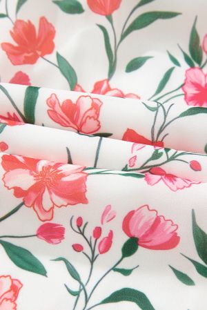 White Floral Maxi Dress with Square Neck and Puff Sleeves