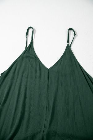 Green Spaghetti Straps Pocketed Slouchy Maxi Dress